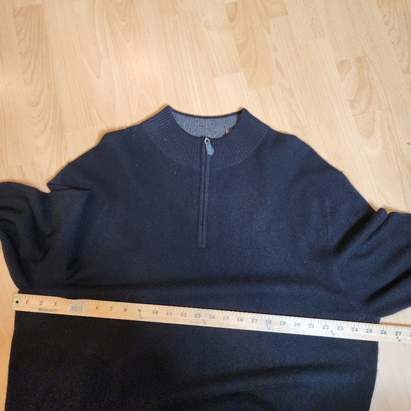 Paola Mondo 100% Cashmere Black Quarter-Zip Sweater Mens Size XXL (small flaw) - Picture 2 of 16